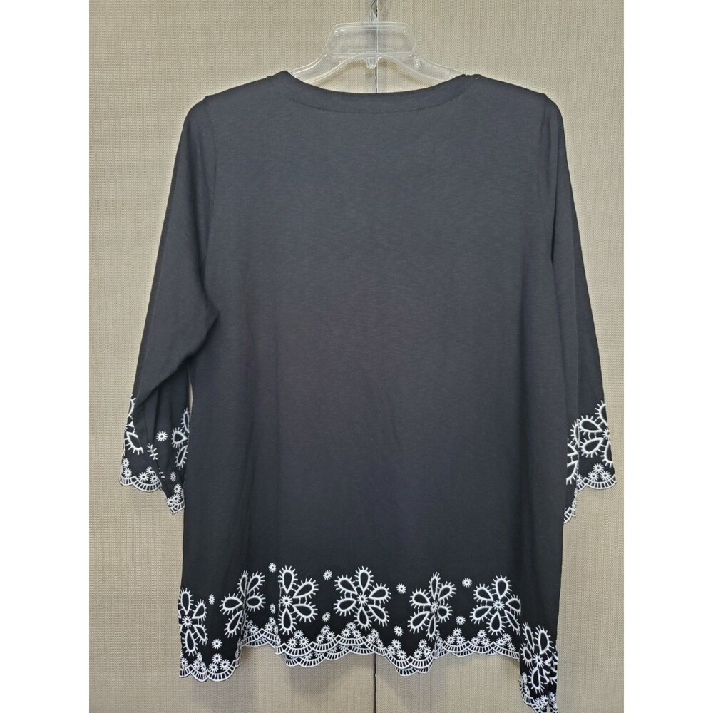 Talbots Plus Petite Cotton/Modal Embroidered Scalloped Trim Tunic Size 2XP - Picture 5 of 6